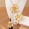 Flower Alloy Rhinestones Pendant Necklaces & Rings & Cuff Bangles Sets for Women FS-WG14933-01-3
