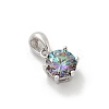 925 Sterling Silver Moissanite Rhinestone Flat Round Charms STER-U008-03P-2