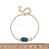 Natural Mixed Stone Rectangle & Moon Star Brass Beaded Bracelets BJEW-JB14231-5