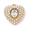 Rack Plating Brass Micro Pave Clear Cubic Zirconia with ABS Plastic Pearl Pendants KK-G515-55G-1