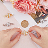 4 Sets 2 Colors Rack Plating Flower Brass Pave Clear Cubic Zirconia Fold Over Clasps KK-FH0006-91-3
