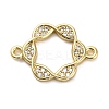 Brass Micro Pave Clear Cubic Zirconia Hollow Flower Connector Charms KK-L229-058G-1