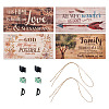 4 Sets 4 Style Natural Wood Hanging Wall Decorations for Front Door Home Decoration AJEW-CF0001-01-1