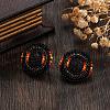 Bohemian Style Vintage Colorful Glass Seed Bead & Rhinestone Beaded Stud Earrings VY5957-5-1