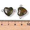 Natural Unakite Love Heart Pendants G-T138-205L-P-3