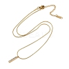 PVD Vacuum Plating 304 Stainless Steel Crystal Rhinestone Rectangle Pendant Round Snake Chain Necklaces for Women NJEW-Z044-06G-2