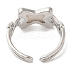 Natural Shell Criss Cross Open Cuff Ring with Cubic Zirconia RJEW-G288-05P-3