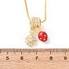 Brass Micro Pave Clear Cubic Zirconia with Enamel Red Pendant Necklaces NJEW-D348-04B-G-5