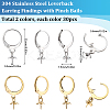 60Pcs 2 Colors 304 Stainless Steel Leverback Earring Findings STAS-SC0006-48-2
