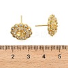 Flower Brass Micro Pave Clear Cubic Zirconia Stud Earring Findings KK-D102-07G-3