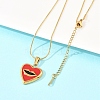 304 Stainless Steel Enamel Red Heart with Lip Pendant Necklaces NJEW-H088-03G-3