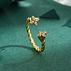Brass Micro Pave Cubic Zirconia Cuff Rings for Women FS-WG235E9-01-1
