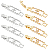 8Pcs 2 Colors Rectangle with Cross Rack Plating Brass Micro Pave Clear Cubic Zirconia Watch Band Clasps ZIRC-PH0001-48-1
