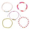 5Pcs 5 Style Polymer Clay Heishi & Word Love Beaded Stretch Bracelets Set BJEW-TA00297-1