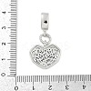 Brass Clear Cubic Zirconia Heart European Dangle Charms KK-Z090-04P-3