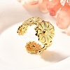 Flower 201 Stainless Steel Open Cuff Ring for Women RJEW-A053-02B-G-1