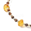 Natural Amber & Tiger Eye Beaded Stretch Bracelets for Women BJEW-JB13352-3