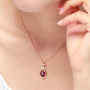 Teardrop 925 Sterling Silver Pave Natural Red Tourmaline Pendant Necklaces for Women FS-WG59C11-01-3