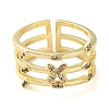 Rack Plating Brass Micro Pave Cubic Zirconia Open Cuff Rings RJEW-K266-09C-G-2