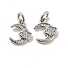 Moon with Cloud Brass Micro Pave Clear Cubic Zirconia Charms KK-G425-18-2