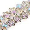 Half Rainbow Plated Electroplate Transparent Glass Beads Strands EGLA-G037-07A-HR03-1