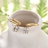 Ion Plating(IP) 304 Stainless Steel Micro Pave Cubic Zirconia Hoop Earrings STAS-R004-07G-02-1