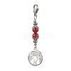 Alloy Tree of Life & Round Natural Gemstone Pendant Decoration HJEW-JM02021-S-4