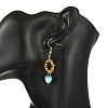 Heart Natural Amber & Abalone Shell/Paua Shell Dangle Earrings EJEW-JE07358-02-2