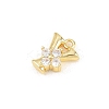 Brass Micro Pave Clear Cubic Zirconia Charms KK-Z151-18G-Y-2