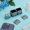 Tibetan Style Zinc Alloy Elephant Train Engraved My First Curl/Tooth Boxes CON-WH0089-108AS-5