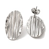 304 Stainless Steel Groove Oval Stud Earrings EJEW-C114-29P-1