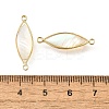 Brass Pave Natural White Shell Connector Charms KK-E794-01G-05-3