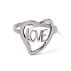 Non-Tarnish 201 Stainless Steel Heart with Word Love Finger Ring RJEW-J051-38P-2