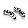 Hollow Tibetan Style Alloy Curved Tube Beads PALLOY-J589-01AS-1