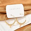 Brass Glass Hoop Earrings EJEW-U040-03G-1