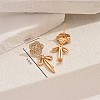 Elegant Brass Pave Clear Cubic Zirconia Flower with Bowknot Stud Earrings OP0904-3