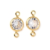 Brass Pave Clear Cubic Zirconia Connector Charms KK-Z121-06G-05-1