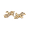 Rack Plating Brass Micro Pave Clear Cubic Zirconia Connector Charms KK-A175-01G-3