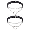 2Pcs Alloy Heart Link PU Leather Punk Choker Necklaces for Women NJEW-UN0001-70A-1