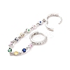 Colorful Cubic Zirconia Dangle Chains Double Hoop Earrings EJEW-C030-14P-3