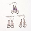 Heart Natural Gemstone Dangle Earrings EJEW-JE01884-1