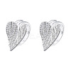 Clear Cubic Zirconia Heart Leaf Open Cuff Ring RJEW-T016-42P-2