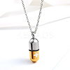 Medical Theme Pill Shape 304 Stainless Steel Pendant Necklaces with Cable Chains JS1441-1-2