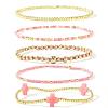 5Pcs 5 Styles Handmade Brass &Glass Beads Stretch Bracelet Set OI0028-8-1