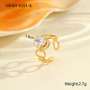 304 Stainless Steel Pave Clear Cubic Zirconia Cuff Open Rings FS-WG263B4-06-1