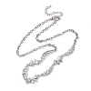 Brass Pave Clear Cubic Zirconia Bowknot and Hollow Moon Link Chain Necklaces NJEW-D348-02P-4