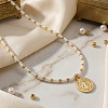304 Stainless Steel Saint Benedict Medal Pendant Glass and Brass Beaded Short Necklaces for Women Daily Wear LS-AB8901-2