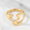 304 Stainless Steel Heart Open Cuff Rings for Women RJEW-B110-01G-2