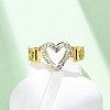 304 Stainless Steel with Rhinestone Adjustable Cuff Rings RJEW-Q020-16G-4