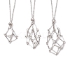 3Pcs 3 Styles 304 Stainless Steel Cuboid Link Chain Macrame Pouch Empty Stone Holder Necklace Making NJEW-JN05197-2